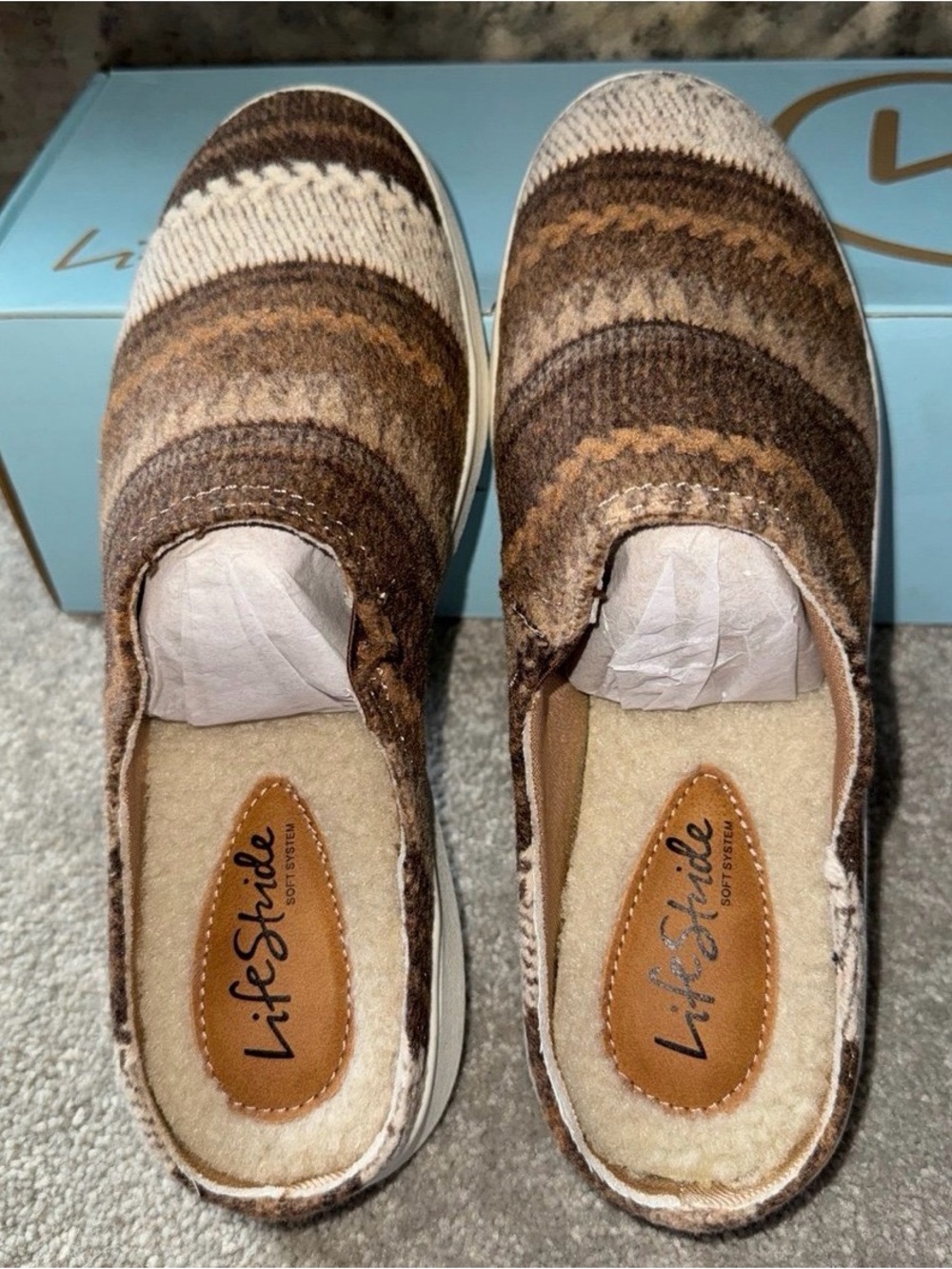 Life Stride Women's Brown Multi-Stripe Slip-On Mules